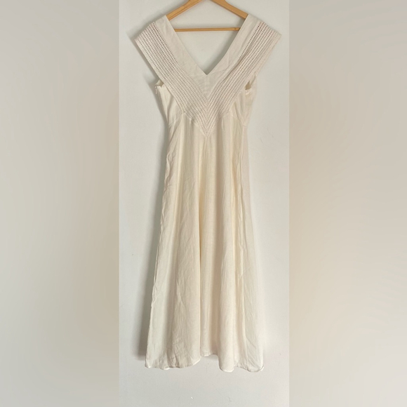 massimo dutti Cream Maxi Dress wirh wide collar - Picture 5 of 8